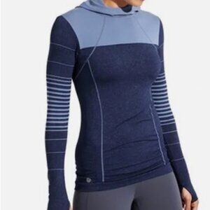 Athleta Womens Size M Stripe Fastest Track Hoodie Navy Heather Style #457057